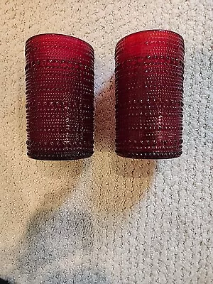 Buy Red Hobnail Glassware Set Of 2 • 13.98£