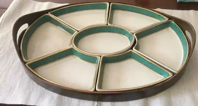 Buy Antique/Vintage Booths China 7 Compartment Serving Dish In Wooden Tray • 25£
