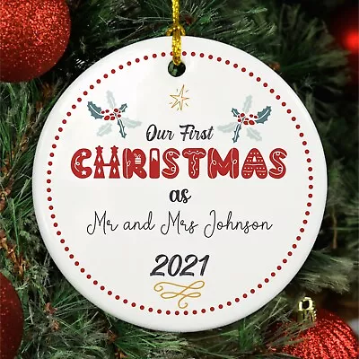 Buy Personalised First Christmas Married Couple Keepsake Bauble Wedding Gift Mr Mrs • 6.59£