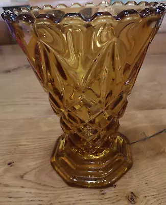 Buy Vintage Amber Glass Vase, Heavy 2kg Excellent Condition • 32£