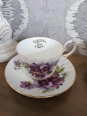 Buy STAFFORDSHIRE England Bone China JUNE Flowers Of The Month Cup & Saucer Set No2 • 14.99£