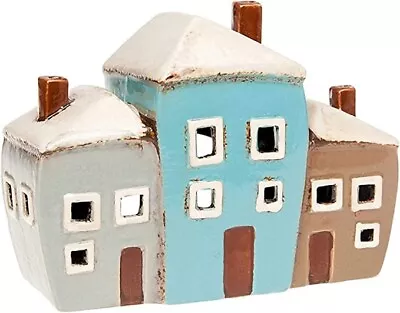 Buy  Retro Ceramic 3 Houses Village House Tea Light Pottery Candle Holder 288251 • 9.35£