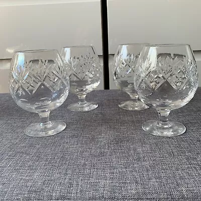 Buy 4 X Royal Doulton Crystal Cut Glass Brandy Balloon Glasses Georgian 300ml Signed • 25£