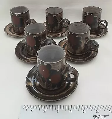 Buy 6 X Briglin Studio Pottery 1970s Coffee Cups & Saucers In Excellent Condition  • 54£