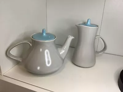 Buy VINTAGE. POOLE POTTERY Twin Tone Sky Blue Dove Grey TEAPOT 2 Pint Size + Water • 22£