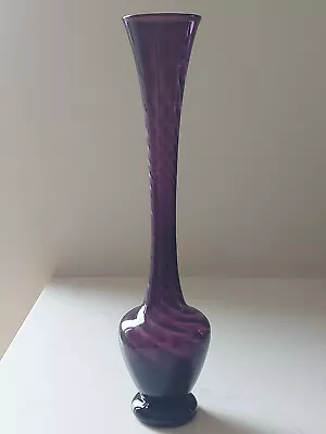 Buy Vintage Amethyst Glass Vase Spiral Optic Purple Swirl 11  Mid Century  • 18£