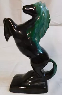 Buy Vintage~canadian Blue Mountain Pottery~rearing Black Horse~9  Tall & Stunning!! • 45.75£