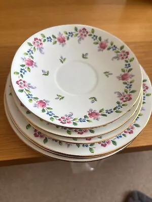 Buy Shelley Chatsworth 11065 Rose 1910's 3 Saucers 3 Tea Plates • 9£