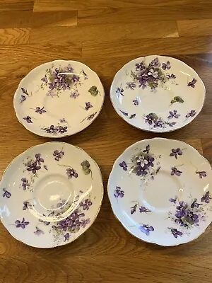 Buy 4 Hammersley & Co Pottery Victorian Violets Bone China Saucer 13.5cm Diameter • 5.50£