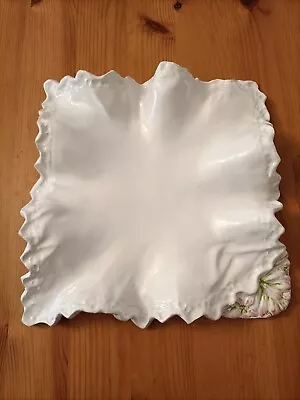 Buy Handkerchief Plate White With Pink Flowers, COSTA, Made In Italy,  20cm X 20cm • 5£