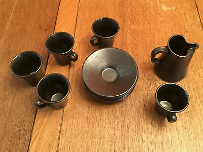 Buy Vintage Prinknash Pewter Effect Ceramic Pottery Coffee Set • 10£