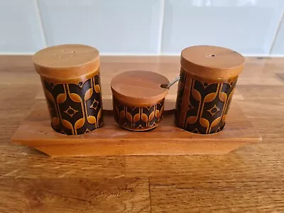 Buy Vintage Hornsea Pottery Cruet Set Stand Brown Heirloom Salt Pepper Mustard • 10£