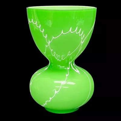 Buy Vtg Empoli Cased Green MCM Art Glass Vase 10  Tall 8  Wide Danish Scandinavian • 29.36£