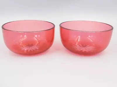 Buy Two 5  Cranberry Glass Sweet Bowls. • 9.99£