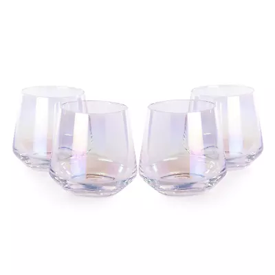 Buy Tumbler Glasses Set Of 4 Iridescent Lead-Free Crystal Glass 290ml Capacity | M&W • 8.99£