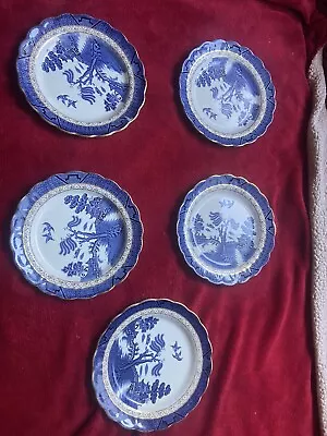 Buy Set 5 Booths REAL OLD WILLOW Gold Trim Salad Plates (7 5/8 ) Made In England • 121.37£