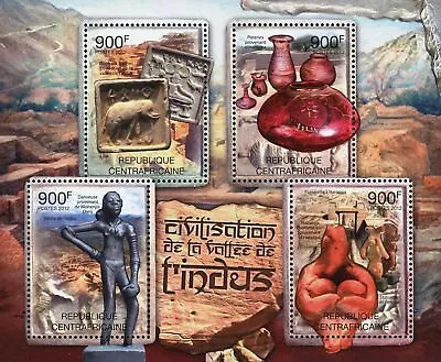 Buy Indus Valley Civilization Stamp (IVC) Art Sculpture Pottery Souvenir Sheet Of 4 • 13.94£