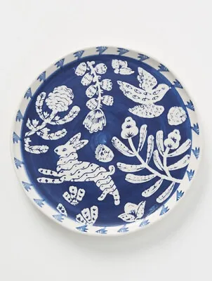Buy Anthropologie Pallu Size Plates Set Of 4 Stoneware Blue White  • 116.49£