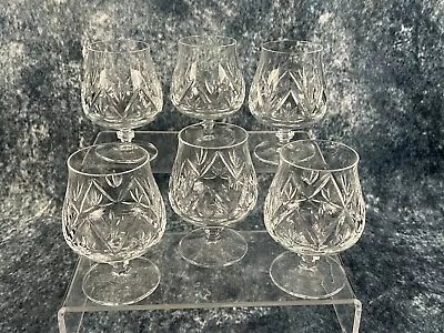 Buy Vintage Crystal Cut Brandy Glasses - Set Of Six - 12cm Tall • 23.50£