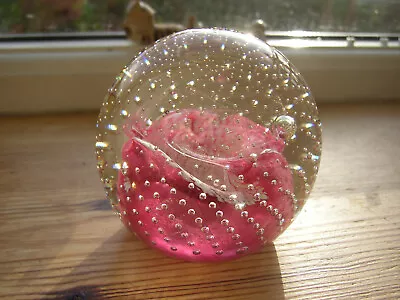 Buy Caithness Glass Paperweight Ruby Cauldron Pink/white Bubbles 40th Anniversary • 12.99£