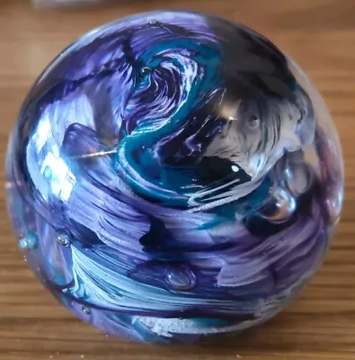 Buy Alum Bay Isle Of Wight Glass Paperweight Purple Blue White  Swirls Large Size  • 8.95£