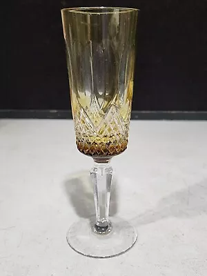 Buy Vintage Bohemian Cut To Clear YELOW TOPAZ Crystal Tall Stem Champagne Flute • 37.27£