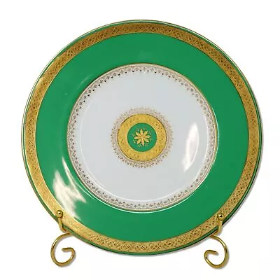 Buy Mintons Tiffany & Co Raised Gold On Green 10.25  Plate G5742 Pattern C. 1880's • 75.25£