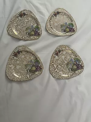 Buy Vtg Lord Nelson Ware Chintz Side Plates Set 4 Lady Waiting Gold Lace Pompadour • 45.66£