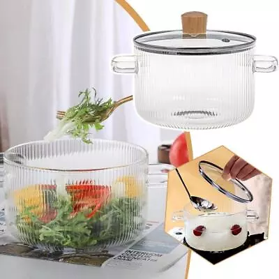 Buy Glass Cooking Pot With Lid, Heat Resistant Borosilicate Cookware Glass Lot R2 • 13.98£