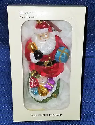 Buy Glassware Art Studio POLAND BLOWN GLASS SANTA CLAUS Ornament In Box 7  With Tag • 18.63£