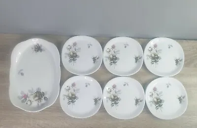 Buy Glo - White Alfred Meakin England 6 Retro Side Plates & 1 Serving Plate Floral • 14.99£