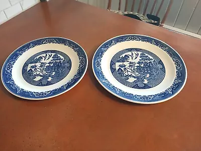 Buy 2.Vintage Willow Ware Royal China 12in &.13.in Round Serving Platters. Unused • 27.91£