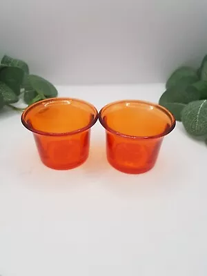 Buy Pair Of Hobby Fun Orange Glass Tea Light Holders • 6£