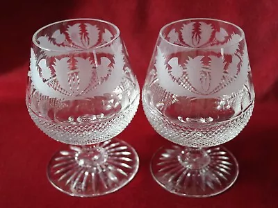 Buy Edinburgh Crystal Thistle Pattern - Pair Of Brandy Glasses - Signed • 110£