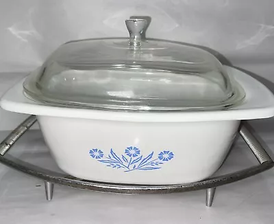 Buy Corning Ware 4 Qt Dutch Oven W/ Lid & Trivet Blue Cornflower P-34 - Chip On Lid • 23.29£