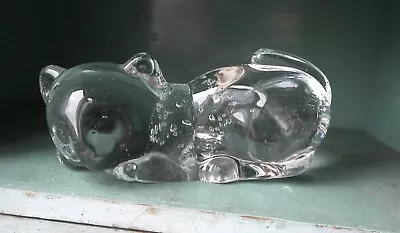 Buy Small Glass Sleeping Cat Ornament Paperweight Clear Handblown Vintage ? • 8.99£