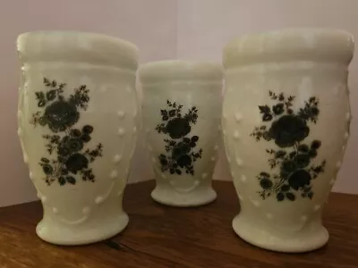Buy Trio Of Milk Glass Vases 3.5inches Tall Perfect Condition C.1970s • 11.99£