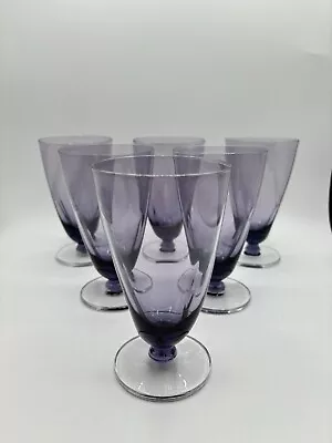 Buy Vintage Imperial Glass Svelte Purple Pinch Footed Drinking Glasses Set Of 6 • 35.41£