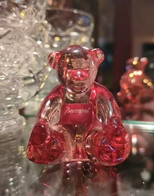 Buy Beautiful Rare Baccarat Rose Pink Teddy Bear Figurine Pink Clear Crystal  MINT  • 100£