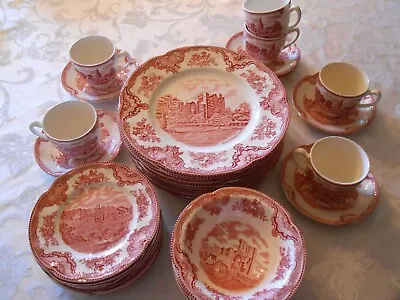 Buy Johnson Brothers Old Britain Castles Red/PInk Dinnerware Dinner Plates/Bowls/Cup • 41.93£