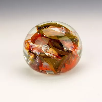 Buy Vintage British Glass - Studio Art Glass Orange Swirl Paperweight • 14.99£