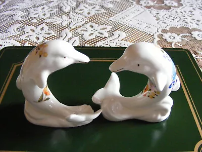 Buy Two Aynsley Bone China Dolphin Cottage Garden Ornaments/Figures.  • 5£