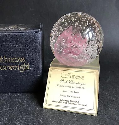 Buy Caithness PINK CHAMPAGNE Large Glass Paperweight Stand Box Cert’s Signed F22290 • 24.99£