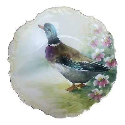 Buy Antique Limoges Charger Plate Mallard Duck Artist Signed  12” • 92.43£