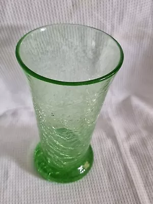 Buy Art Deco Green Crackle Glass Vase 17cm Tall Stevens & Williams? • 29.99£