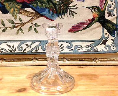 Buy VINTAGE (clear) PRESSED GLASS CANDLESTICK • 3.99£