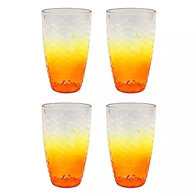 Buy Pack Of Large Orange Ombre Plastic Tumbler | Reusable Picnic Drinking Glass • 14.99£