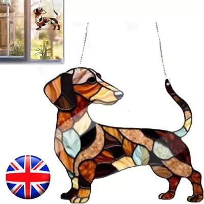 Buy Stain Glass Dachshund Window Hanging Suncatcher Pendant Ornament Gift Home Decor • 7.02£