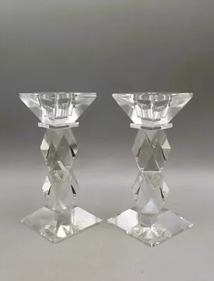 Buy Pair Of Modernist Heavy Crystal Candlesticks • 12£