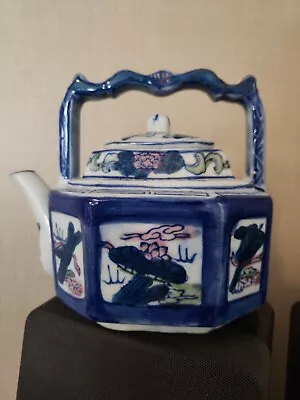 Buy Antique Small Chinese Porcelain Blue White Decorative Teapot Made In China • 27.96£